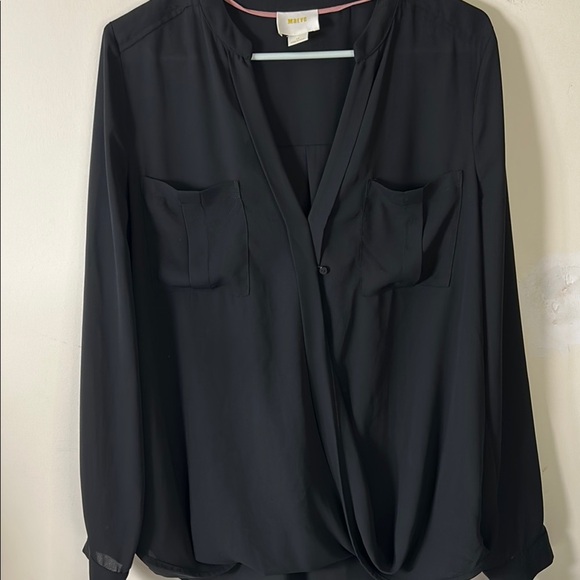 Maeve Tops - Anthropologie Maeve Chiffon Crossover Long Sleeve Top blouse Size 10